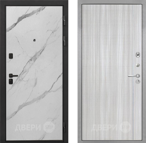 Входная металлическая Дверь Интекрон (INTECRON) Профит Black Мрамор Арктик В-07 с молдингом Сандал белый в Электроуглях