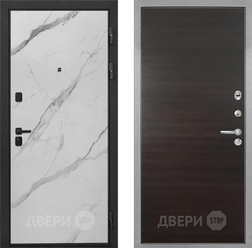 Входная металлическая Дверь Интекрон (INTECRON) Профит Black Мрамор Арктик Гладкая Эковенге поперечный в Электроуглях