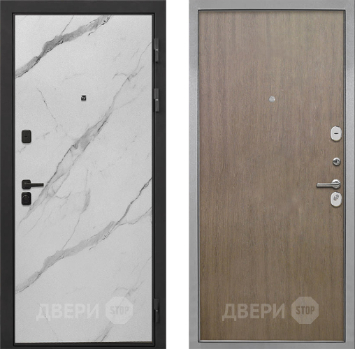Входная металлическая Дверь Интекрон (INTECRON) Профит Black Мрамор Арктик Гладкая шпон Венге коричневый в Электроуглях
