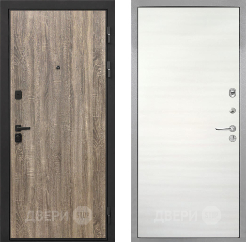 Входная металлическая Дверь Интекрон (INTECRON) Профит Black Дуб Турин Гладкая Дуб сильвер поперечный в Электроуглях