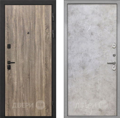 Входная металлическая Дверь Интекрон (INTECRON) Профит Black Дуб Турин Гладкая Мрамор светлый в Электроуглях