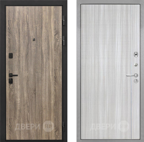 Входная металлическая Дверь Интекрон (INTECRON) Профит Black Дуб Турин В-07 с молдингом Сандал белый в Электроуглях