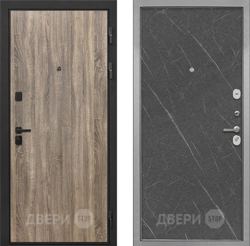 Входная металлическая Дверь Интекрон (INTECRON) Профит Black Дуб Турин Гладкая Гранит лава оникс в Электроуглях