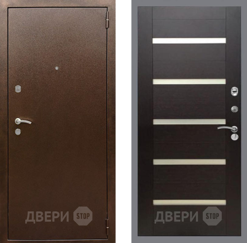 Входная металлическая Дверь Рекс (REX) 1А Медный Антик СБ-14 стекло белое венге поперечный в Электроуглях