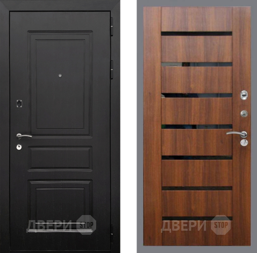 Дверь Рекс (REX) 6 Венге СБ-14 стекло черное Орех бренди в Электроуглях