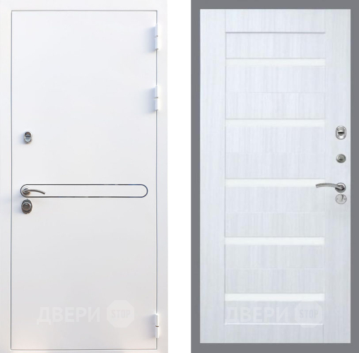 Входная металлическая Дверь Рекс (REX) 27 СБ-14 стекло белое Сандал белый в Электроуглях