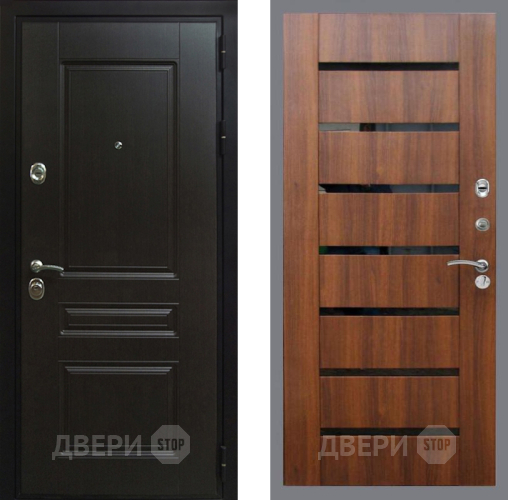 Входная металлическая Дверь Рекс (REX) Премиум-Н СБ-14 стекло черное Орех бренди в Электроуглях