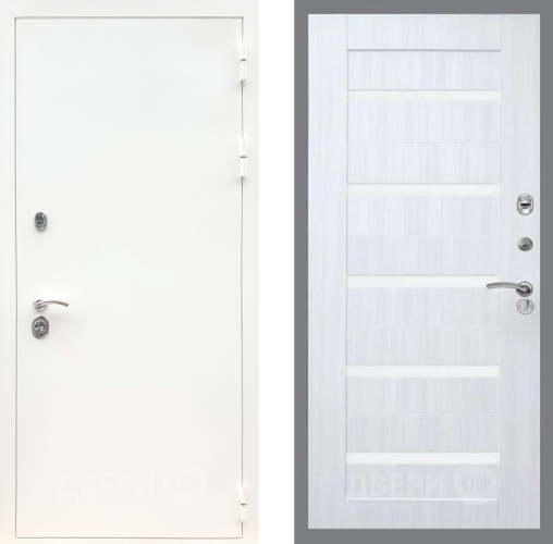 Входная металлическая Дверь Рекс (REX) 5 Белая Шагрень СБ-14 стекло белое Сандал белый в Электроуглях