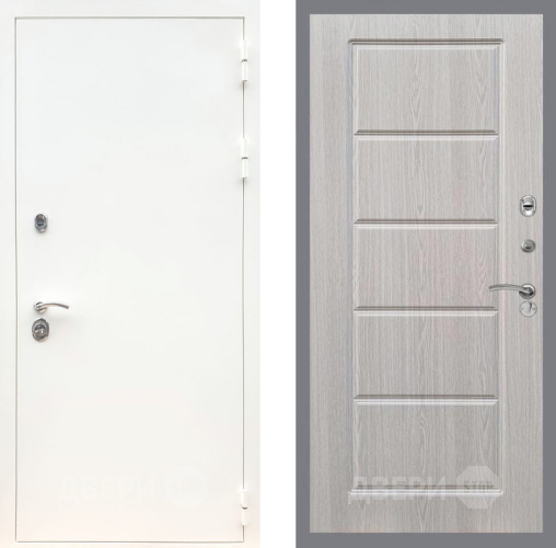 Входная металлическая Дверь Рекс (REX) 5 Белая Шагрень FL-39 Беленый дуб в Электроуглях