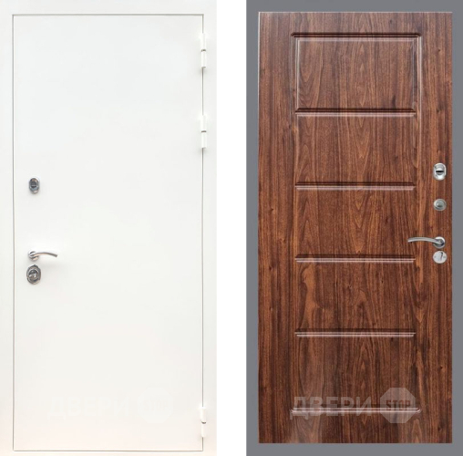 Входная металлическая Дверь Рекс (REX) 5 Белая Шагрень FL-39 орех тисненый в Электроуглях