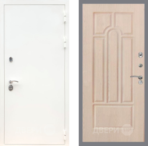 Входная металлическая Дверь Рекс (REX) 5 Белая Шагрень FL-58 Беленый дуб в Электроуглях