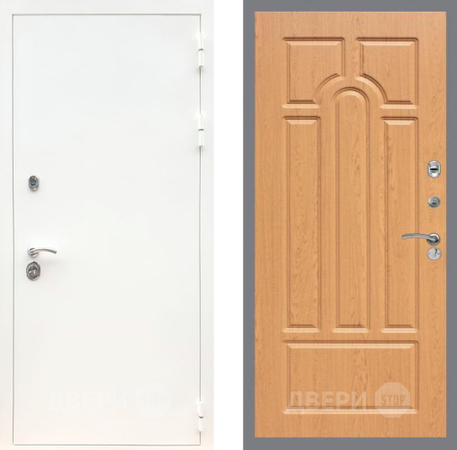 Входная металлическая Дверь Рекс (REX) 5 Белая Шагрень FL-58 Дуб в Электроуглях