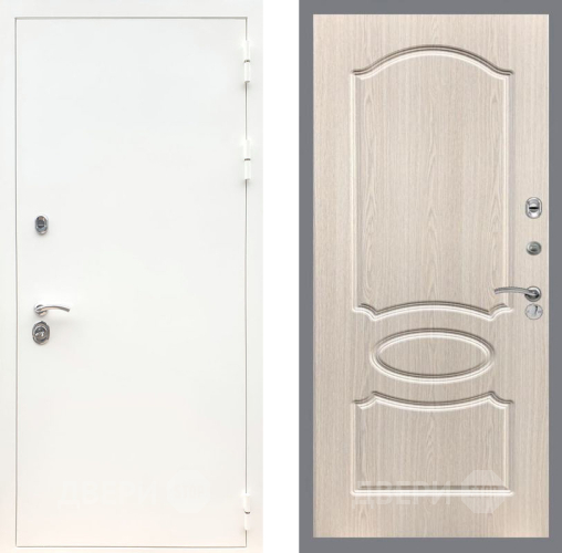 Входная металлическая Дверь Рекс (REX) 5 Белая Шагрень FL-128 Беленый дуб в Электроуглях