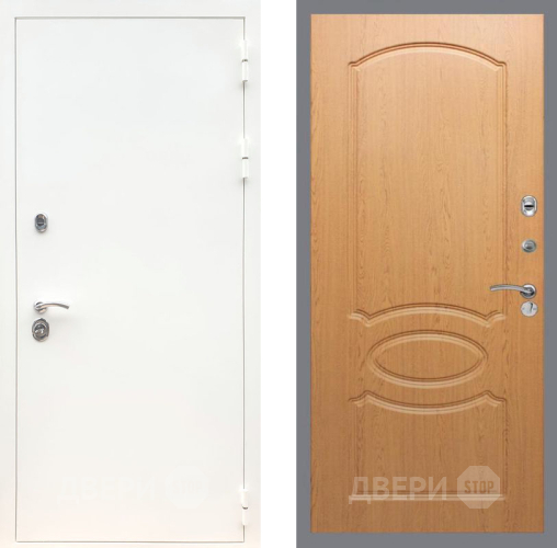 Входная металлическая Дверь Рекс (REX) 5 Белая Шагрень FL-128 Дуб в Электроуглях