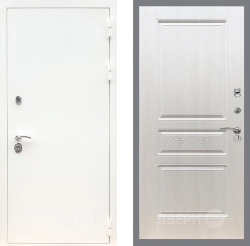 Входная металлическая Дверь Рекс (REX) 5 Белая Шагрень FL-243 Лиственница беж в Электроуглях