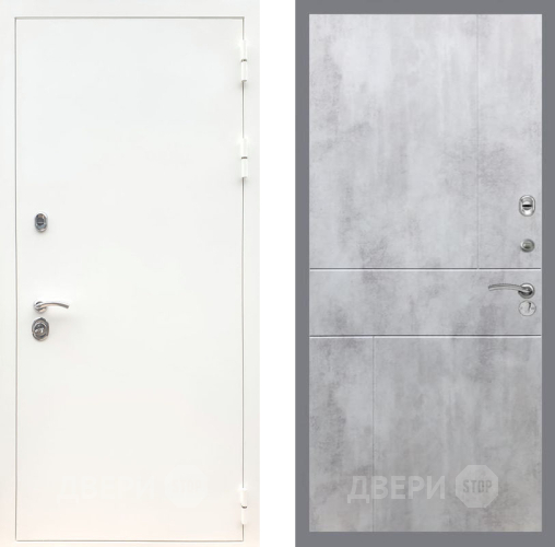 Дверь Рекс (REX) 5 Белая Шагрень FL-290 Бетон светлый в Электроуглях
