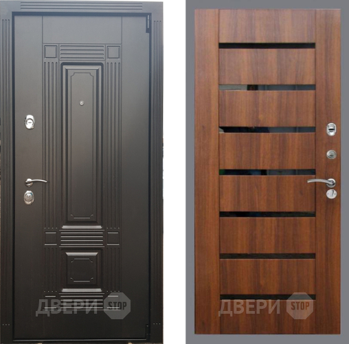 Входная металлическая Дверь Рекс (REX) 9 СБ-14 стекло черное Орех бренди в Электроуглях
