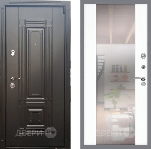 Входная металлическая Дверь Рекс (REX) 9 СБ-16 Зеркало Силк Сноу в Электроуглях