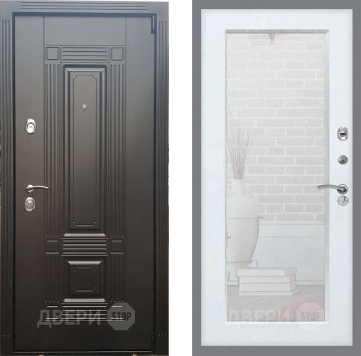 Входная металлическая Дверь Рекс (REX) 9 Зеркало Пастораль Белый ясень в Электроуглях