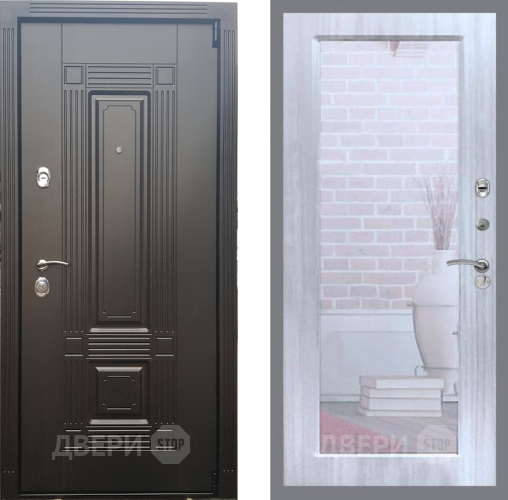 Входная металлическая Дверь Рекс (REX) 9 Зеркало Пастораль Сандал белый в Электроуглях