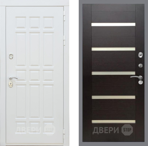 Входная металлическая Дверь Рекс (REX) 8 Силк Сноу СБ-14 стекло белое венге поперечный в Электроуглях