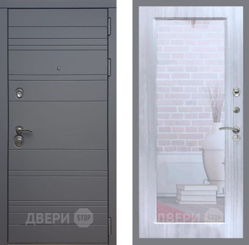 Входная металлическая Дверь Рекс (REX) 14 силк титан Зеркало Пастораль Сандал белый в Электроуглях