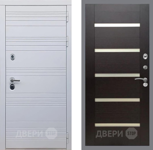 Входная металлическая Дверь Рекс (REX) 14 Силк Сноу СБ-14 стекло белое венге поперечный в Электроуглях