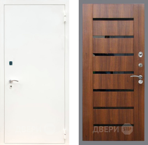 Входная металлическая Дверь Рекс (REX) 1А Белая шагрень СБ-14 стекло черное Орех бренди в Электроуглях