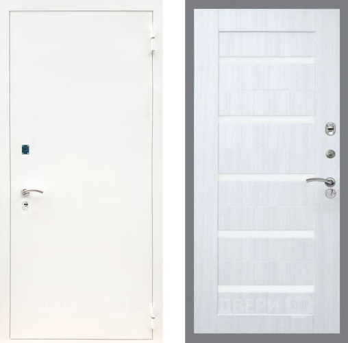 Входная металлическая Дверь Рекс (REX) 1А Белая шагрень СБ-14 стекло белое Сандал белый в Электроуглях