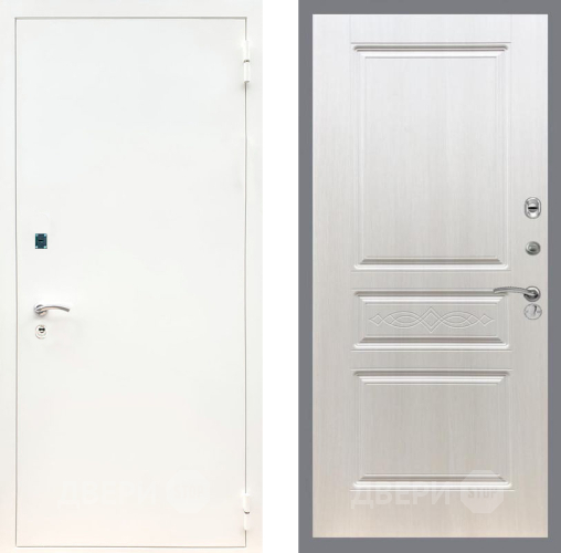 Входная металлическая Дверь Рекс (REX) 1А Белая шагрень FL-243 Лиственница беж в Электроуглях