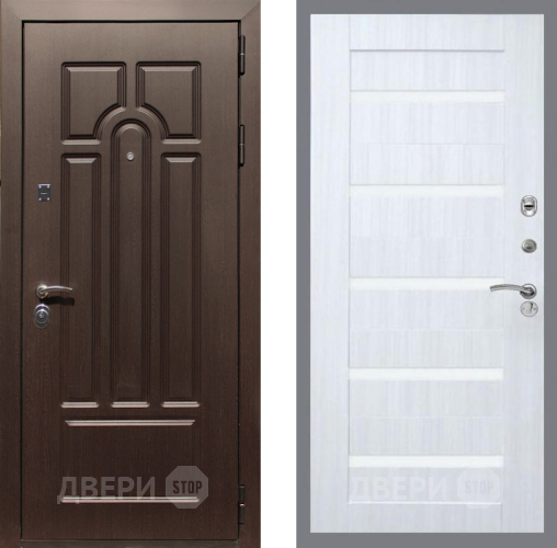 Входная металлическая Дверь Рекс (REX) Эврика СБ-14 стекло белое Сандал белый в Электроуглях