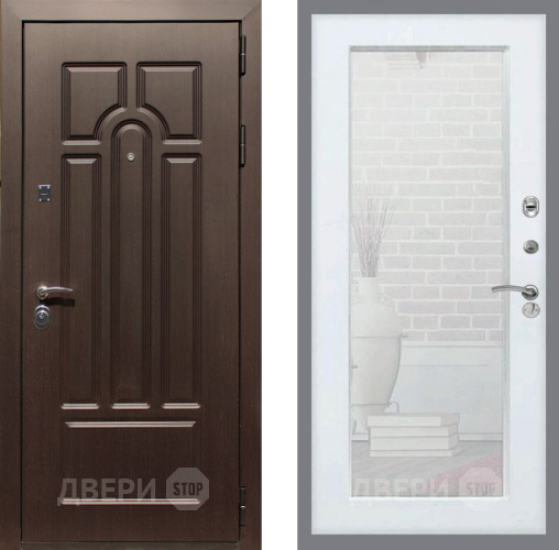 Входная металлическая Дверь Рекс (REX) Эврика Зеркало Пастораль Силк Сноу в Электроуглях