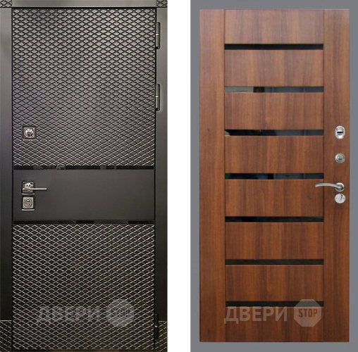 Входная металлическая Дверь Рекс (REX) 15 Черный Кварц СБ-14 стекло черное Орех бренди в Электроуглях