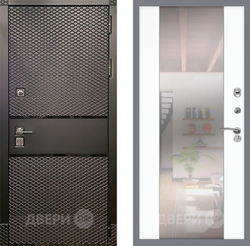 Входная металлическая Дверь Рекс (REX) 15 Черный Кварц СБ-16 Зеркало Силк Сноу в Электроуглях