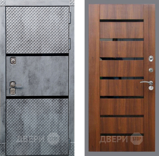 Входная металлическая Дверь Рекс (REX) 15 Бетон Темный СБ-14 стекло черное Орех бренди в Электроуглях
