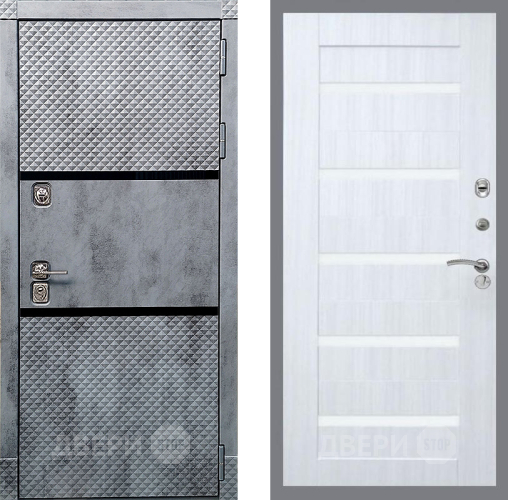 Входная металлическая Дверь Рекс (REX) 15 Бетон Темный СБ-14 стекло белое Сандал белый в Электроуглях