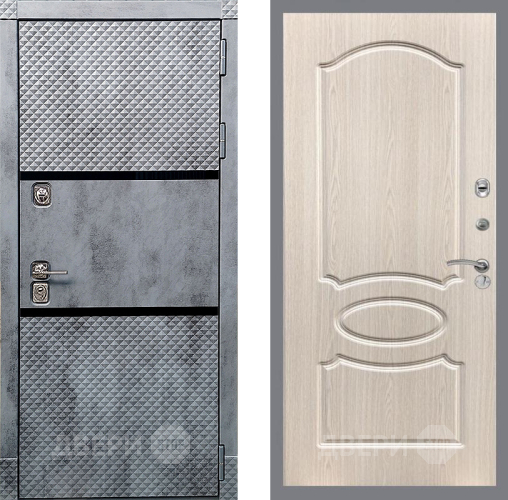 Входная металлическая Дверь Рекс (REX) 15 Бетон Темный FL-128 Беленый дуб в Электроуглях