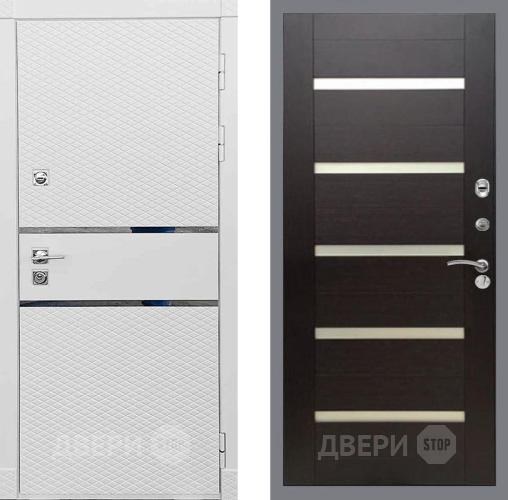 Входная металлическая Дверь Рекс (REX) 15 Силк Сноу СБ-14 стекло белое венге поперечный в Электроуглях