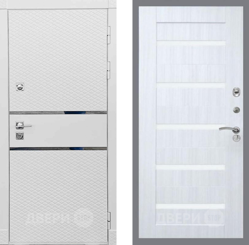 Входная металлическая Дверь Рекс (REX) 15 Силк Сноу СБ-14 стекло белое Сандал белый в Электроуглях