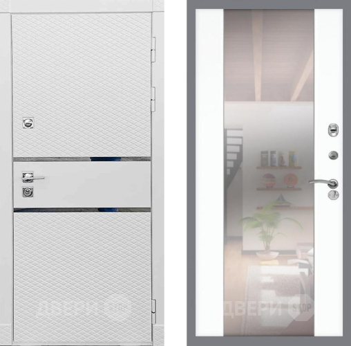 Входная металлическая Дверь Рекс (REX) 15 Силк Сноу СБ-16 Зеркало Силк Сноу в Электроуглях