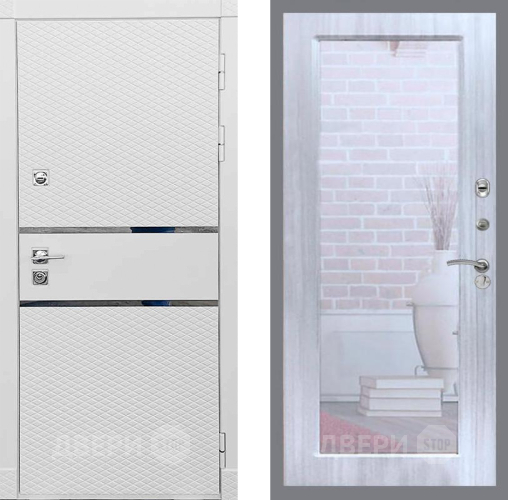 Входная металлическая Дверь Рекс (REX) 15 Силк Сноу Зеркало Пастораль Сандал белый в Электроуглях