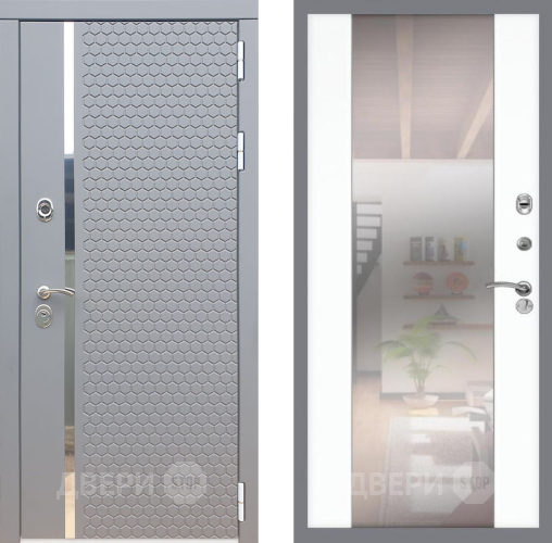 Входная металлическая Дверь Рекс (REX) 24 СБ-16 Зеркало Силк Сноу в Электроуглях