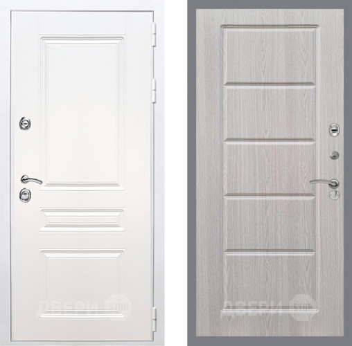 Входная металлическая Дверь Рекс (REX) Премиум-н Силк Сноу FL-39 Беленый дуб в Электроуглях