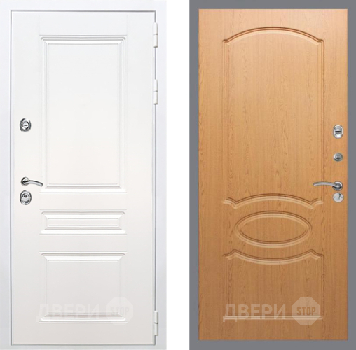 Входная металлическая Дверь Рекс (REX) Премиум-н Силк Сноу FL-128 Дуб в Электроуглях