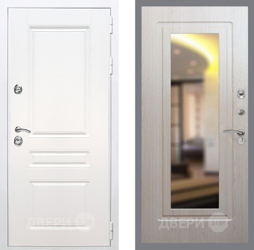 Входная металлическая Дверь Рекс (REX) Премиум-н Силк Сноу FLZ-120 Беленый дуб в Электроуглях