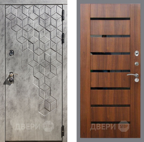 Дверь Рекс (REX) 23 СБ-14 стекло черное Орех бренди в Электроуглях