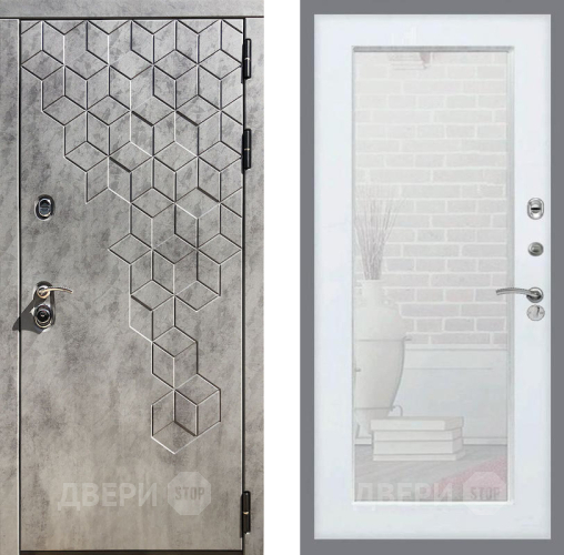 Входная металлическая Дверь Рекс (REX) 23 Зеркало Пастораль Белый ясень в Электроуглях