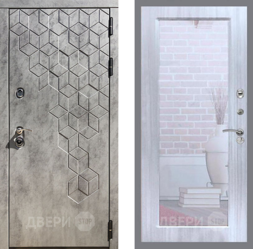 Входная металлическая Дверь Рекс (REX) 23 Зеркало Пастораль Сандал белый в Электроуглях