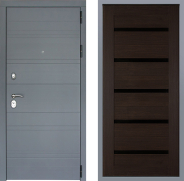 Дверь Заводские двери Лира Софт графит СБ-1 орех тисненый